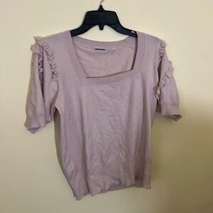 Elie Tahari Beige Ruffled Fitted 3/4 Sleeve Blouse Size M